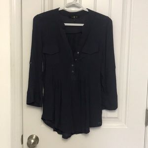 Navy blue button up blouse